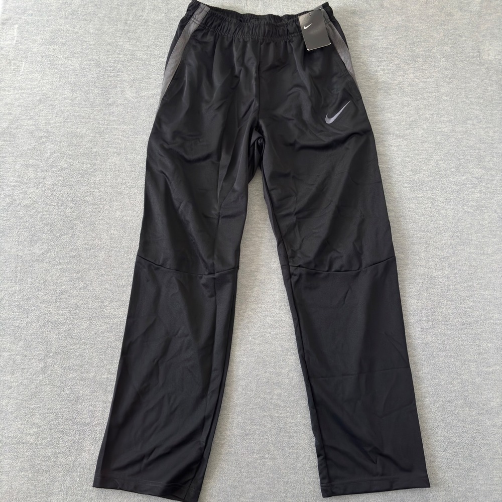 Nike Men Medium Black Athletic Training Pants Mesh Side Stripe Swoosh 940241 NEW